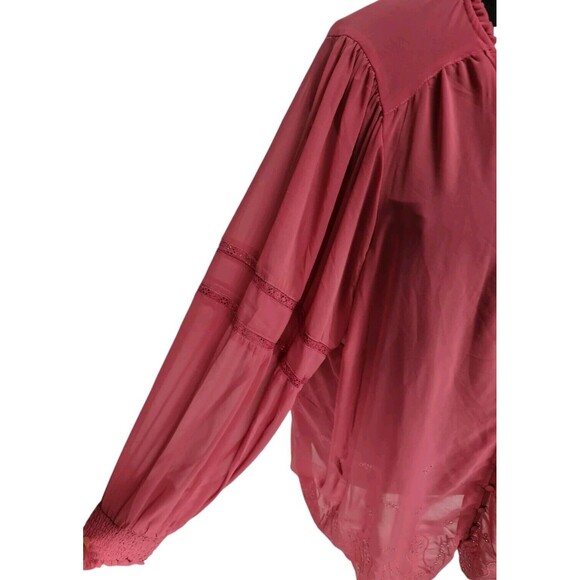 TORRID Women Mauve Laser Cut Floral Sheer Blouse Plus Size 6X Balloon SLV 247P - Picture 4 of 7